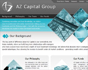 AZ Capital Group | Front end website design, layout, back end CMS scripting and database setup, web hosting management