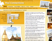 Thai Connections | Website design, layout, scripting and implementing hotel booking system, database design, data manipulation, photography
